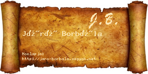 Járó Borbála névjegykártya